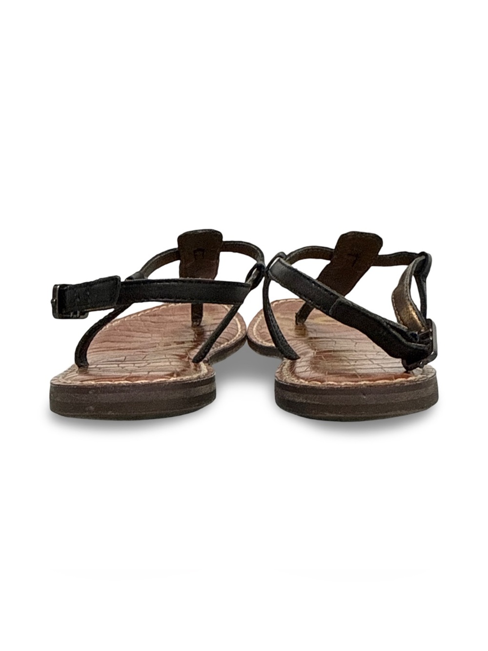 Sam Edelman GIGI Leather T-Strap Flat Sandals Women’s 7 Black - Picture 6 of 10